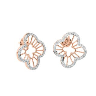 Lotus Diamond Stud Earrings